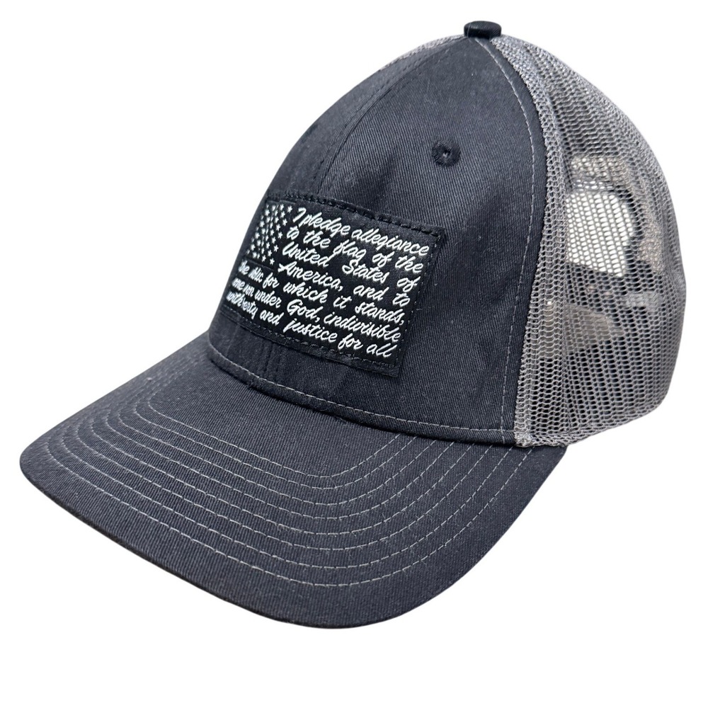 Fierce Headwear 901 Trucker Hat Pledge of Allegiance Flag Black Grey OSFM Mens